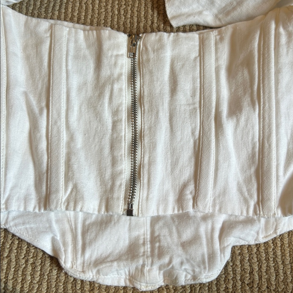 Bardot Sigma Corset linen Women Top in White size M 100% linen - Picture 14 of 14